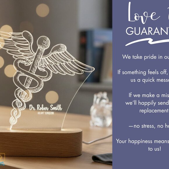 Custom Nurse Night Light | Caduceus Doctor & Surgeon Gift for Medical Staff - Picture 6 of 8